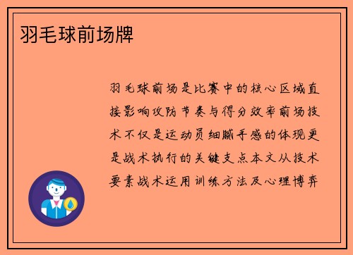 羽毛球前场牌